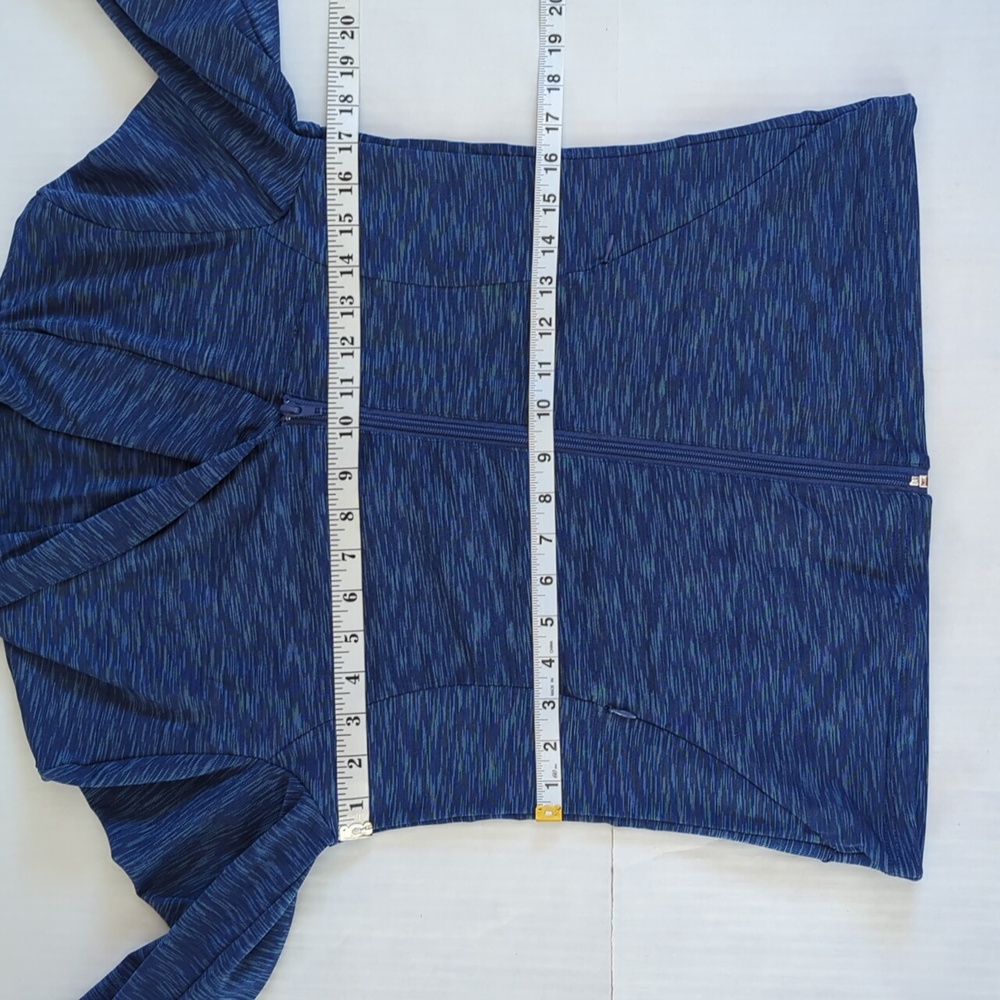 Blue Space Dye Asymmetrical Zipper Athletic Activewear Jacket LARGE Blue - Picture 12 of 13